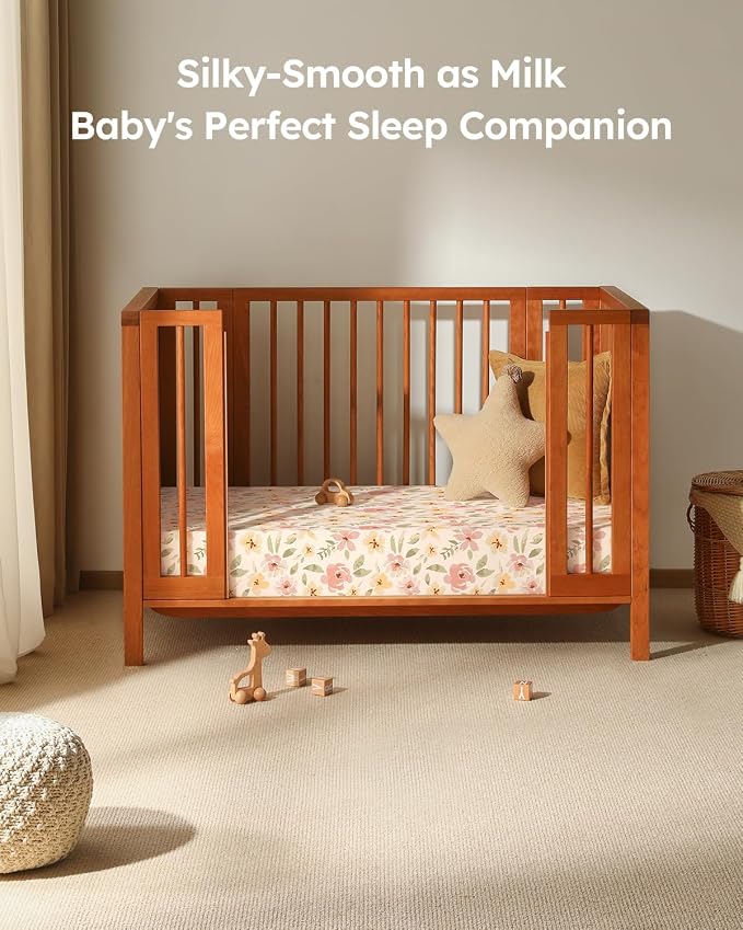 Baby Crib Sheets for Boys Girls, Breathable Soft Microfiber Baby Sheet Pink - Image 7
