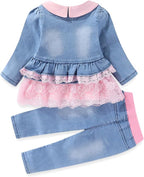 Peacolate 6M-4Years Spring Fall Baby Girls Clothing Set 3pcs Long Sleeve Dress - Image 2
