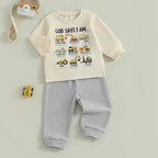 Nyapruwe Toddler Baby Boy Fall Outfit Funny Print Long Sleeve Sweatshirt - Image 3