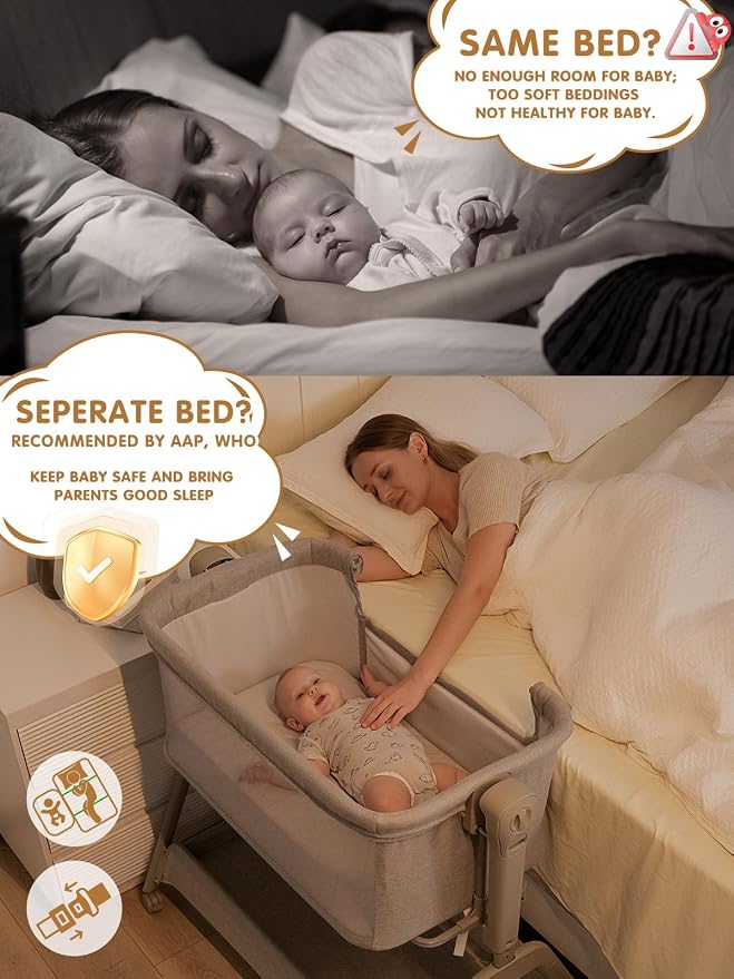 Ezebaby Baby Bassinet Bedside Crib, 3-in-1 Rocking Bassinets Bedside Sleeper - Image 8