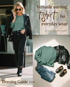 3 Pack Women's Nursing Breastfeeding Tops, Long Sleeve Maternity Shirts - Image 6