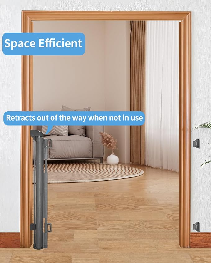 Retractable Baby Gate for Doorways and Stairs, Mesh Safety Gate for Pet - Image 4