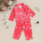 MAINESAKA Baby Boy Girl Pajamas Christmas Red Plaid Print Long Sleeve Lapel - Image 2