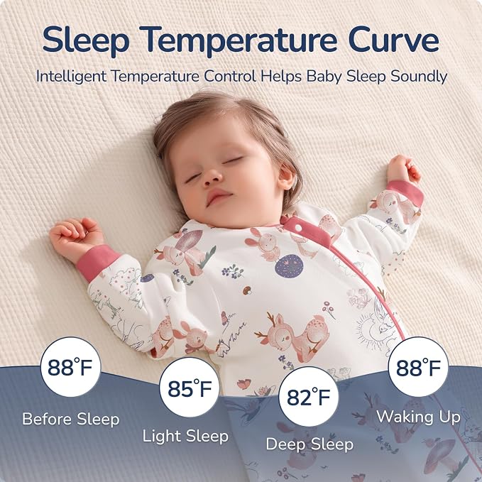 Baby Sleep Sack 6-12 Months, Cotton Detachable Long Sleeve Sleep Sack, 2.5 Tog - Image 5