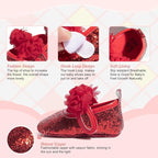KIDSUN Infant Baby Girls Mary Jane Shoes Non-Slip Rubber Sole Ballet Slippers - Image 3
