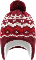 Duoyeree Kids Beanie Hat for Boys Girls Pom-pom Kint Hats Cozy Lining Winter - Image 2