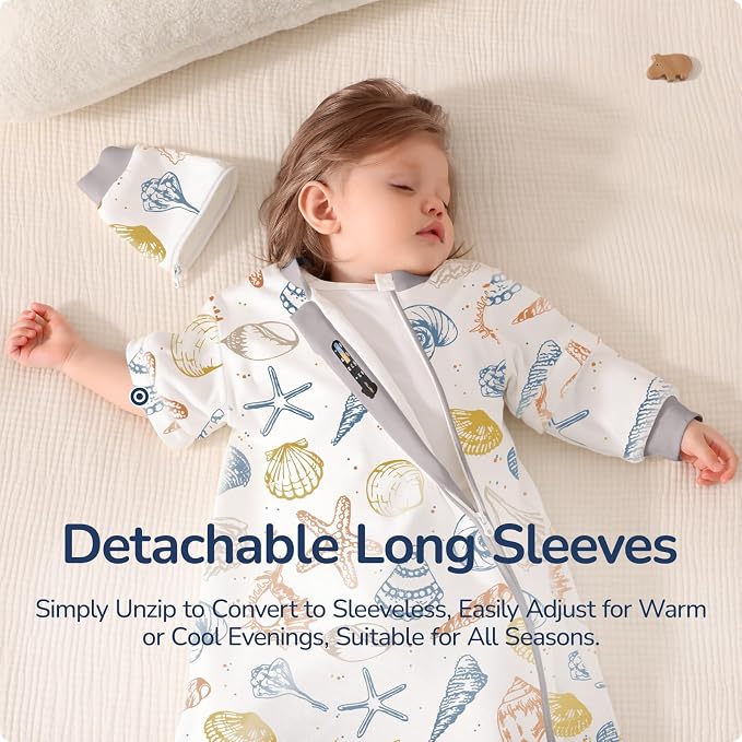 Baby Sleep Sack 18-24 Months, Cotton Detachable Long Sleeve Sleep Sack - Image 2