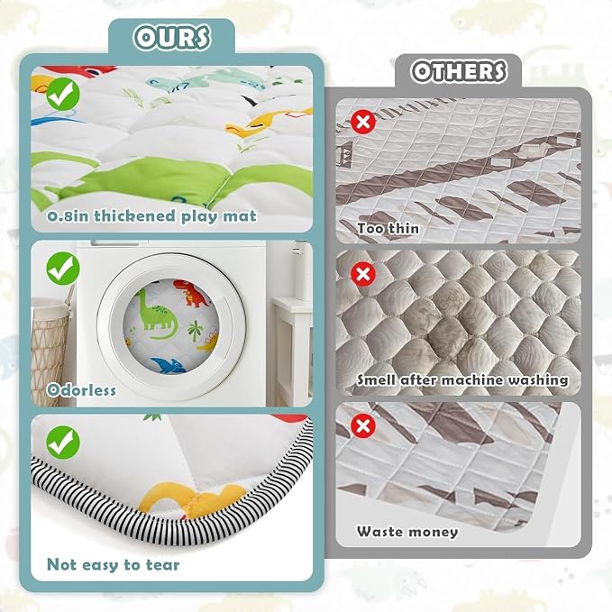 Palopalo Baby Play Mat for Floor, 74x50 inch Large Play Mat for Playpen - Image 4