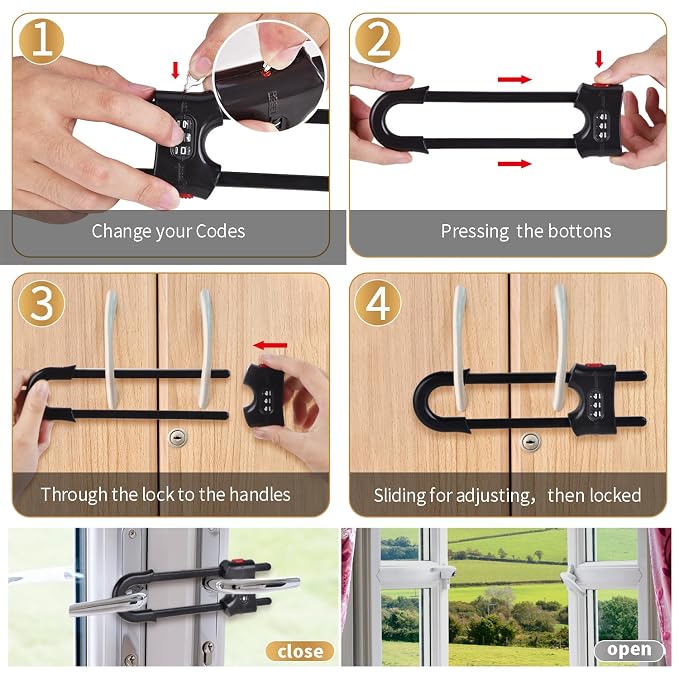 4 Packs U-Shaped Sliding Cabinet Locks, Baby Proofing Cabinets - Image 4