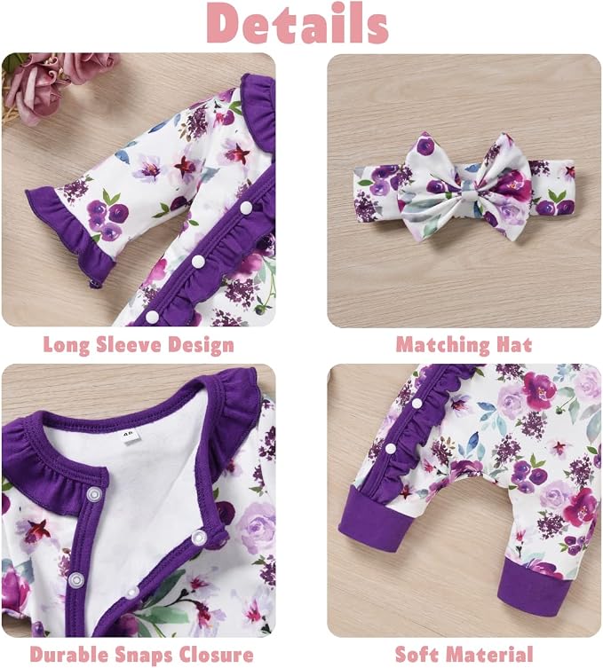 Aalizzwell Baby Girls Romper Outfit Fall Winter Clothes - Image 2