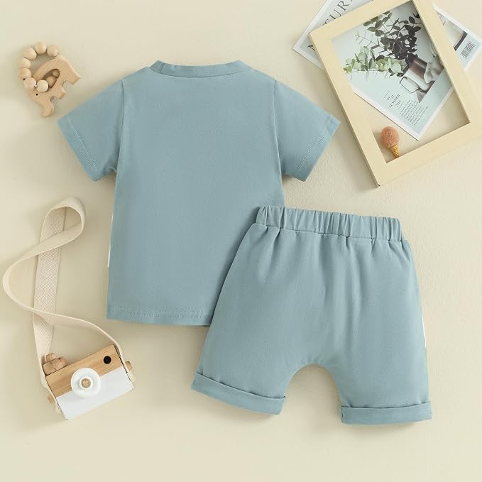 Rtnnsbbfcm Newborn Baby Boy Summer Clothes Short Sleeve Color Block Front - Image 3