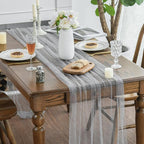 Artoid Mode Pearl Grey Gauze Table Runner 59x120 Inch, Seasonal Sheer Kitchen - Image 6