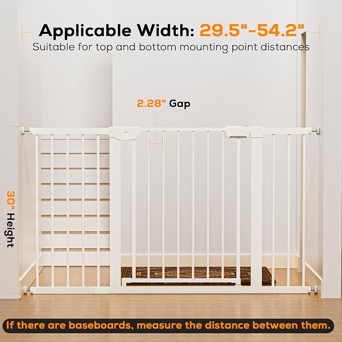 29.5-54.2" Baby Gate for Stairs, Baby Safety Essentials, Auto Close Gate for - Image 3