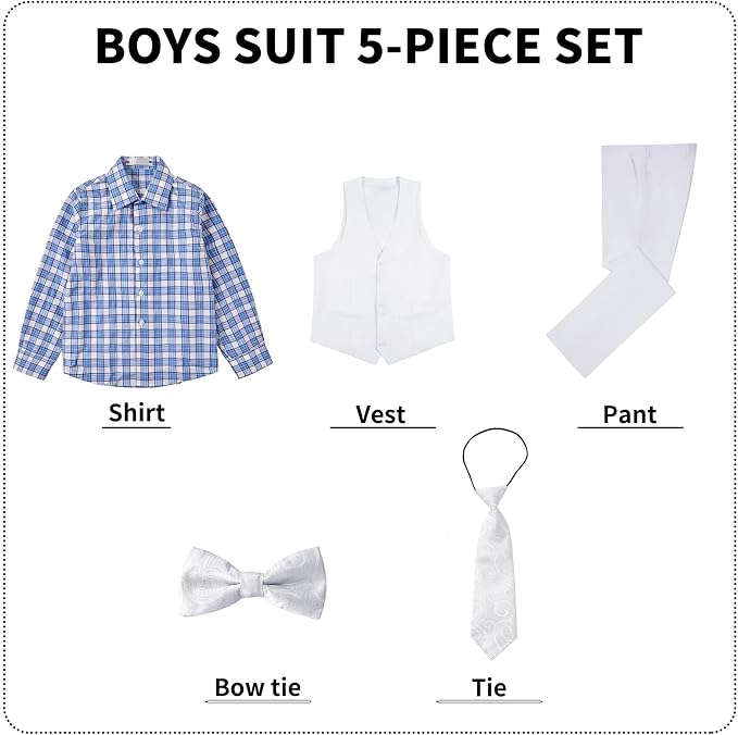 Boys' Suits Formal Slim Fit Tuxedo Boys Vest and Pants Set - Image 6