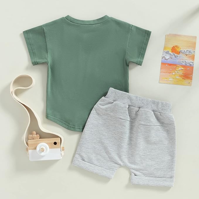 Rtnnsbbfcm Newborn Baby Boy Summer Clothes Short Sleeve Color Block Front - Image 3