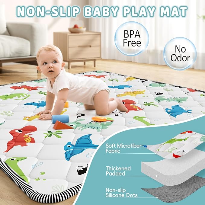 Palopalo Baby Play Mat for Floor, 50x50 inch Small Play Mat for Playpen - Image 2