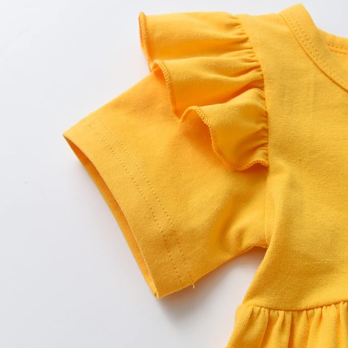 Kulcerry Toddler Baby Girl Clothes Solid Color Long Sleeve Ruffle Tops Pants - Image 4