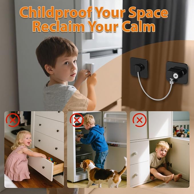 Refrigerator Lock, Child Safety Cabinet Locks, Mini Fridge Locks - Image 2