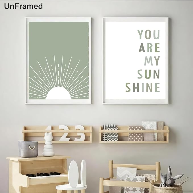 Boho Wall Art Poster Set of 4 Sage Green Nursery Wall Decor “You Are My - Image 6