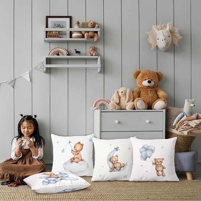 SPBL&L Baby Bear Pillow Covers 18x18, Woodland Animals Nursery Decor - Image 4