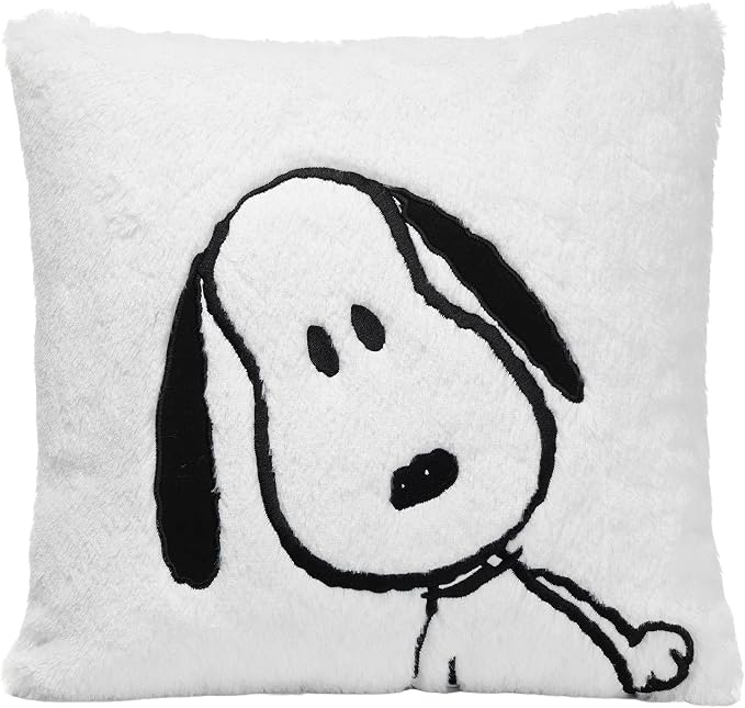 Lambs & Ivy Classic Snoopy White/Black Furry Decorative Nursery Throw Pillow by LambsIvy