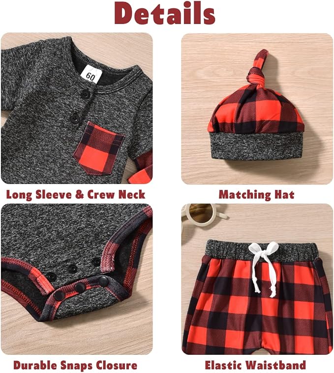 Aalizzwell Newborn Infant Baby Boys Fall Winter Outfit - Image 4