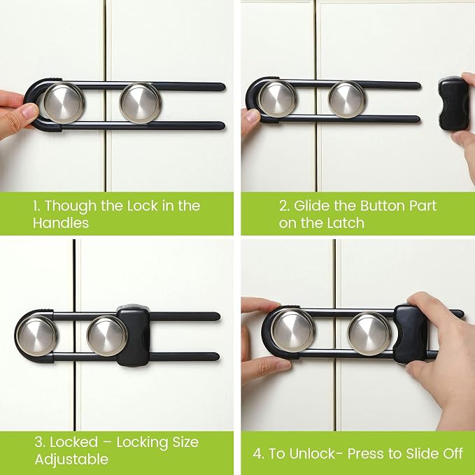 Jetec 10 Pieces Cabinet Locks for Babies, U-Shaped Proofing Drawers Safety - Image 4