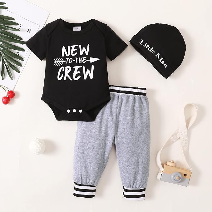 Renotemy Newborn Infant Baby Boy Clothes Outfits New to The Crew Outfits Long - Image 3