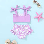 YOUNGER TREE Toddler Girls Two Pieces Swimsuit Color Block Stripe Swimwear - Image 3
