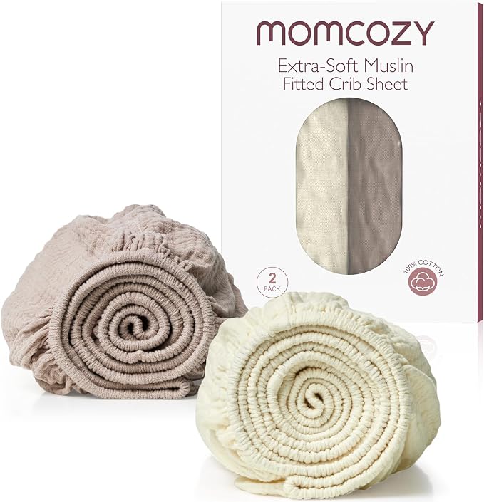 Momcozy Muslin Mini Crib Sheets Fitted by Momcozy