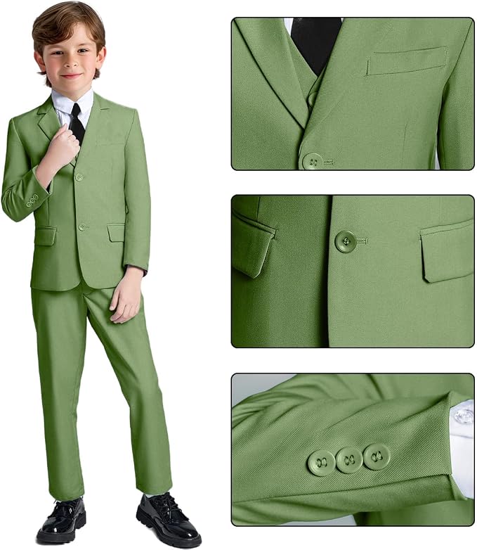 Boys Suit for Kids Teens Formal 5 Piece Tuxedo Suit Set - Image 3