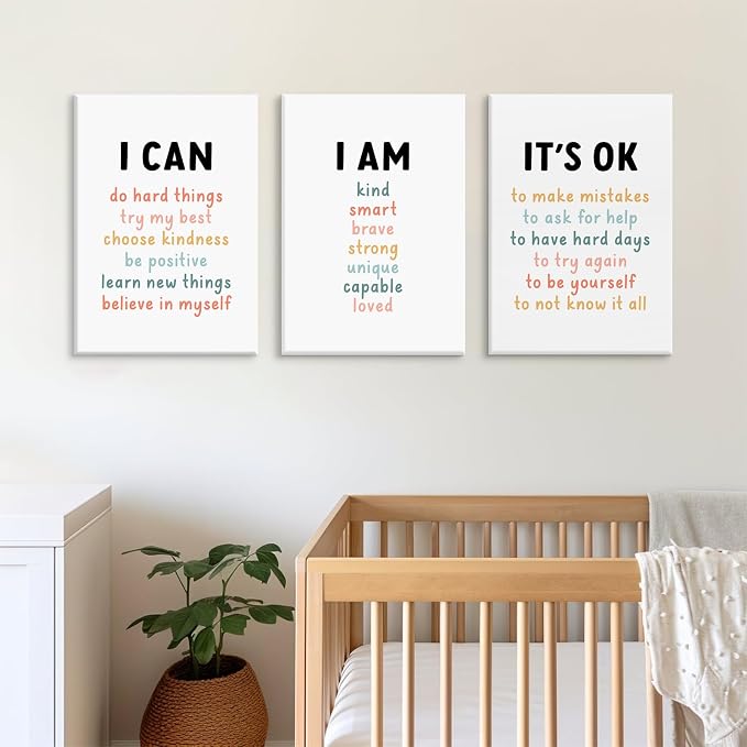 Kids Affirmation Wall Art Positive Canvas Wall Decor Inspirational Quotes Wall - Image 3