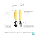 Bumkins Toddler Utensils, Kids Size Fork and Spoon Set, Silicone and - Image 5