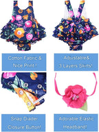 Baby Girl's Floral Print Ruffles Romper Summer Clothes - Image 2