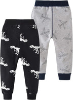 HUAER& Baby Boy's Jogger Pants Dinosaur Car Animal Print Drawstring Elastic - Image 3