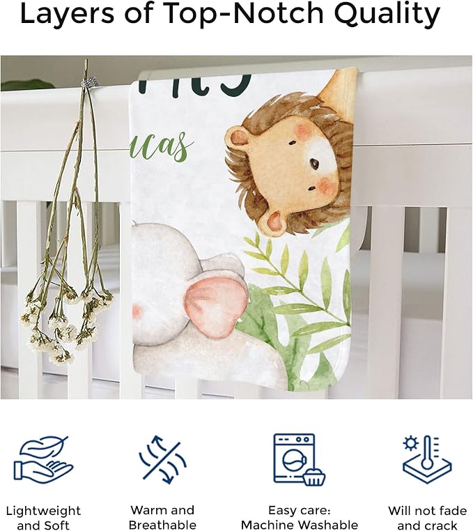 Safari Personalized Baby Blankets - Image 4