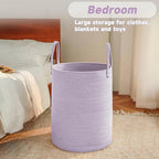Large Woven Laundry Basket Hamper, 100L Cotton Rope Storage Bin - Image 4