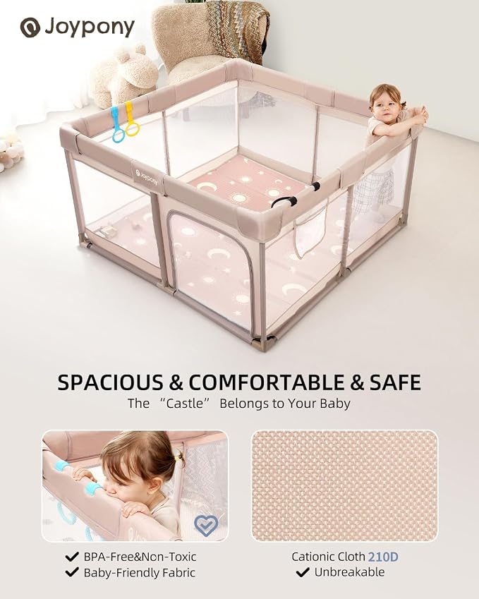 Baby Playpen with Mat, 50x50 in Small Play Pen - Image 2