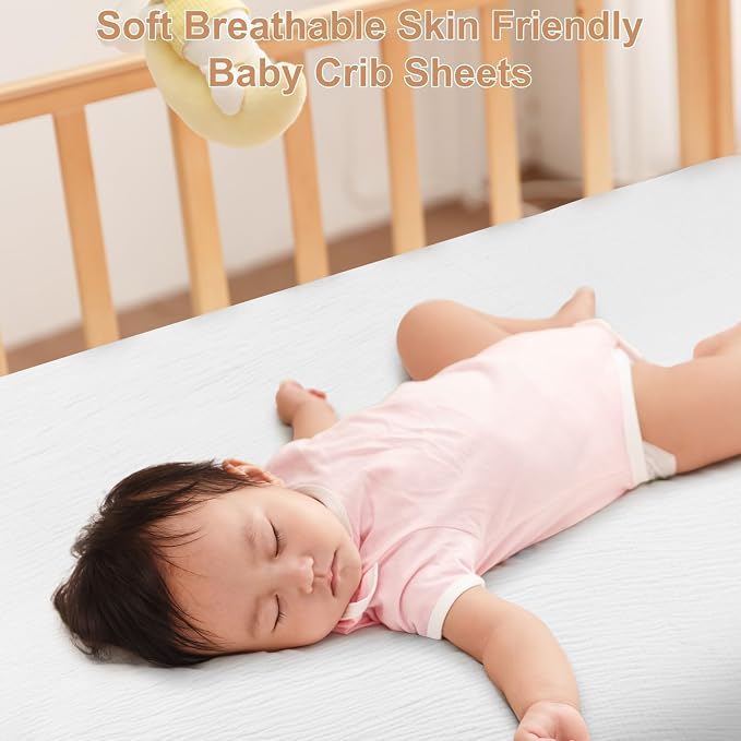 2 Pack Muslin Fitted Crib Sheets - Image 3