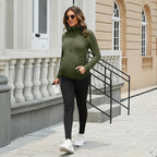GINKANA Maternity Women's Long Sleeve Shirt Half Zipper Lapel Lightweight - Image 5