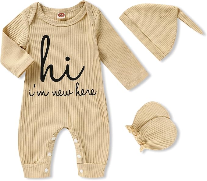 GRNSHTS Newborn Baby Boy Romper Coming Home Outfits Letter Print Bodysuit by GRNSHTS