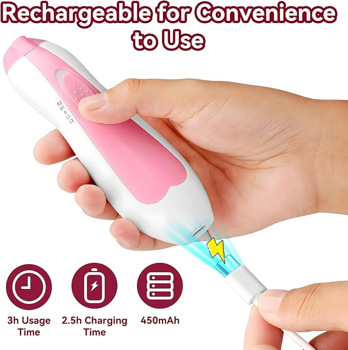 Baby Nail Trimmer Electric, 6 in 1 Rechargeable Baby Nail Clippers Manicure Set - Image 2