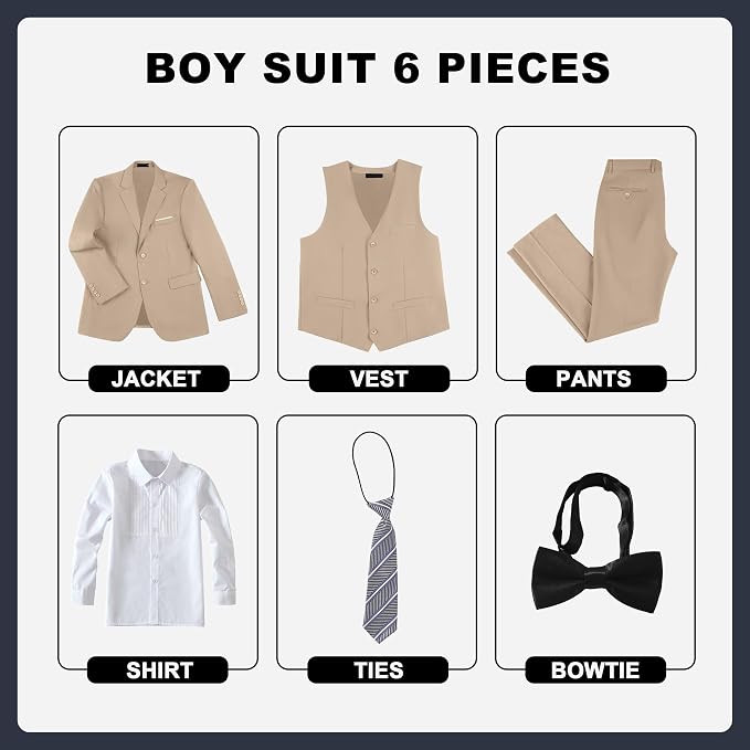 JPF Boy's Formal Suit Set Slim Fit Kids Tuxedo Suits - Image 2