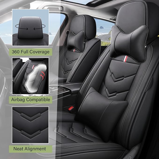 Leather Car Seat Covers Fit for LR LR4 2009-2016, 5 Seater Waterproof and - Image 2