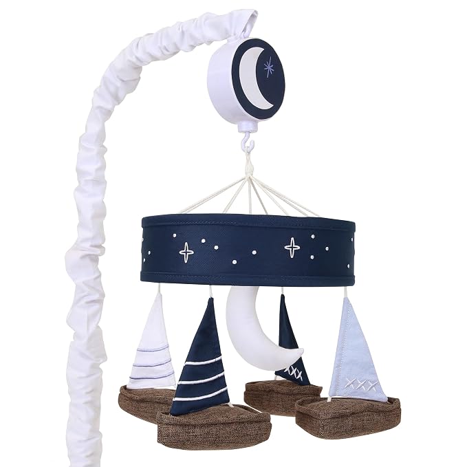 Lambs & Ivy Little Skipper Sailboat & Moon Musical Baby Crib Mobile Soother Toy by LambsIvy