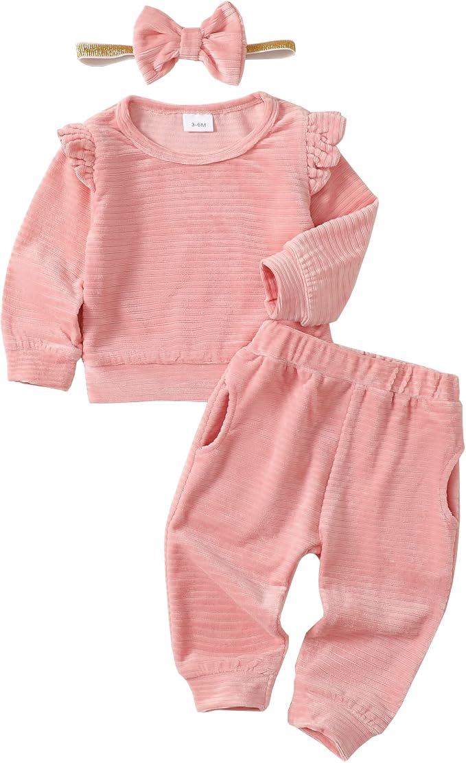 Mioglrie Toddler Baby Girl Clothes Fall Winter Sweatsuit Newborn Sweatshirt by Mioglrie