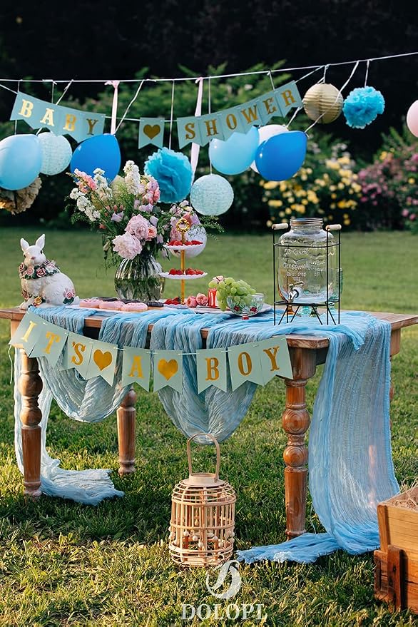 DOLOPL 8PCS Baby Blue Cheesecloth Table Runner Bulk 13.3ft Boho Gauze Cheese - Image 2
