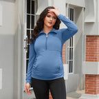 GINKANA Maternity Women's Long Sleeve Shirt Half Zipper Lapel Lightweight - Image 4