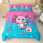 QOOMO Kawaii Axolotl Comforter, Down Alternative, Soft and Lightweight - Image 2