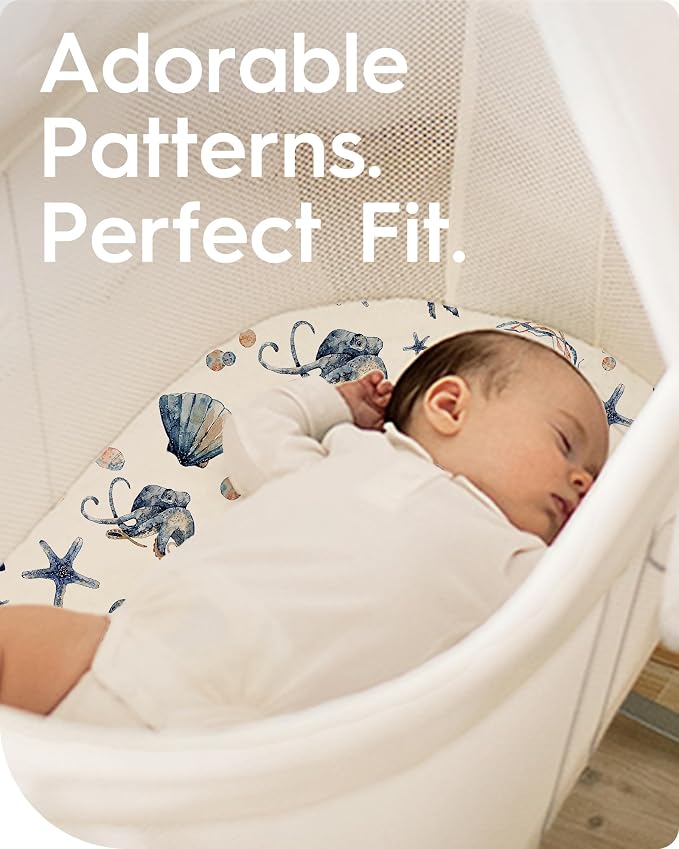 Bassinet Sheets for Baby Boy Girl, TotBasic Buttery Soft Universal Bassinet - Image 3